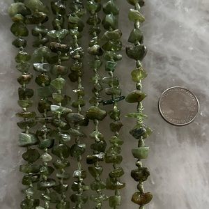 Natural Peridot Raw top drill beads hand knotted on silk